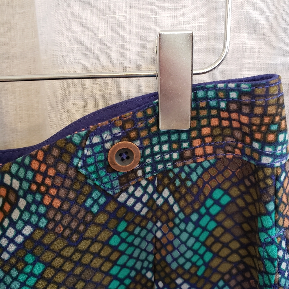 Anthro Green and Navy Snakeskin Culottes